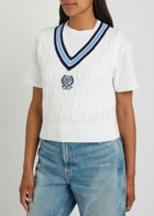 Polo Ralph Lauren Embroidered Cable-knit Cotton Vest Cream