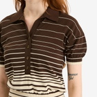 Faithfull The Brand Women's Sable Polo Shirt in Accordion Stripe Brown Beige