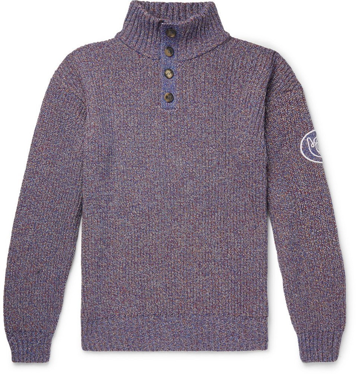 Photo: Loewe - Eye/LOEWE/Nature Logo-Appliquéd Mélange Cotton-Blend Rollneck Sweater - Purple