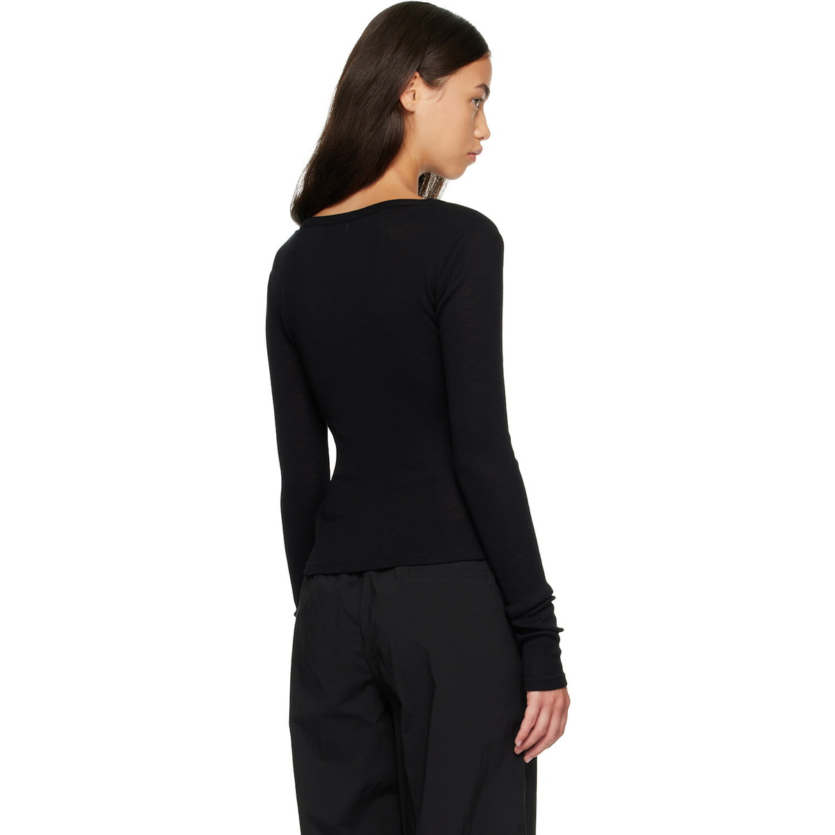 St. Agni Black Wool Long Sleeve Baby T-shirt
