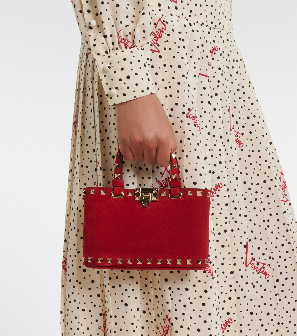 Valentino Garavani Rockstud Mini suede tote bag
