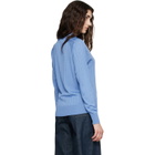 Wales Bonner Blue Viscose SIlk Knit Roots Polo