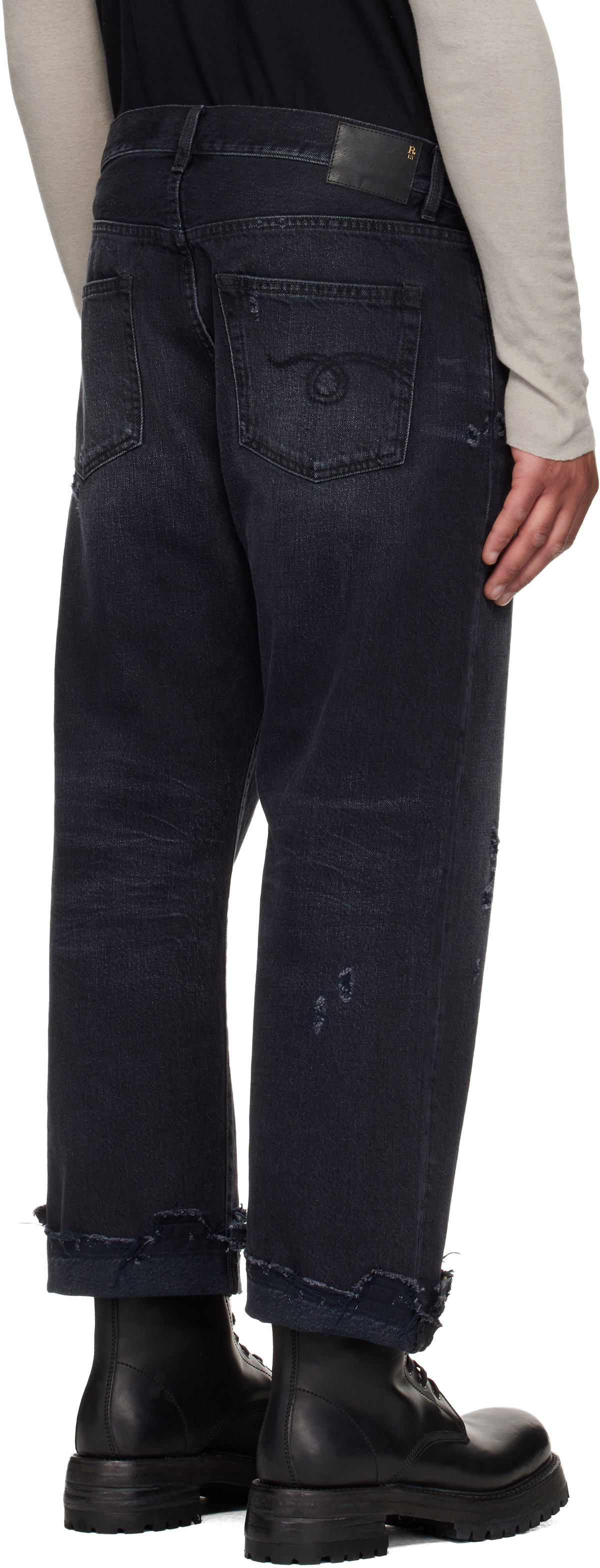 R13 Black Washed Boyfriend Jeans