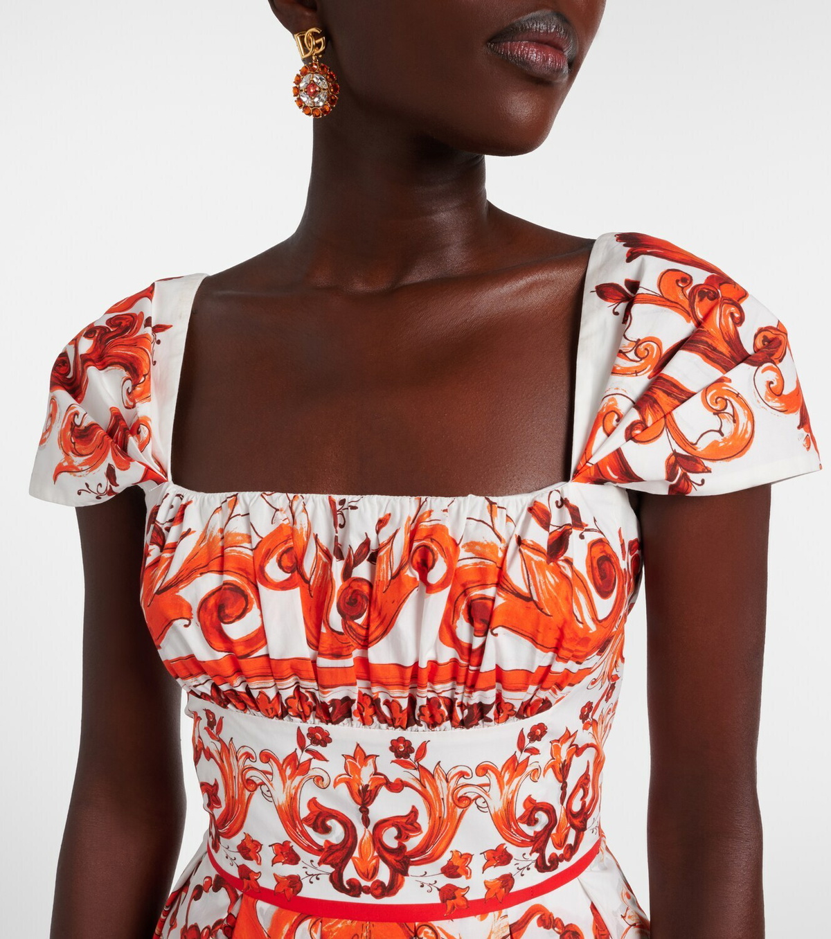 Dolce&Gabbana Majolica printed cotton poplin midi dress