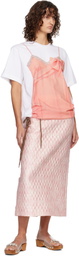 Simone Rocha White & Pink Bow Sash Slip Dress Trompe L'Oeil T-shirt