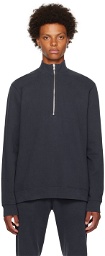Sunspel Navy Half-Zip Sweatshirt