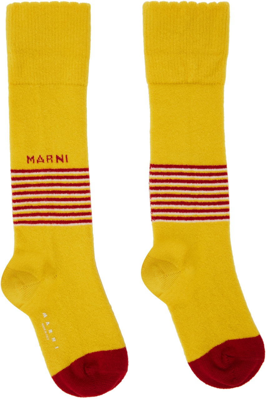 Marni Yellow Striped Socks Marni