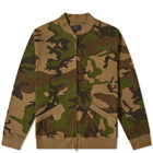 Beams Plus Men's Jersey Zip Bomber Jacket in Woodland Camo