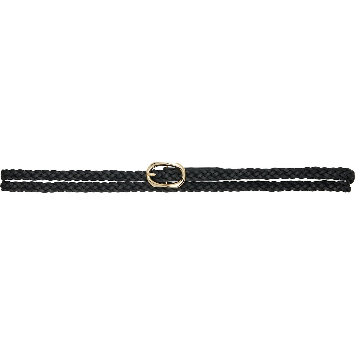 ANINE BING Black Small Double Signature Link Braided Belt