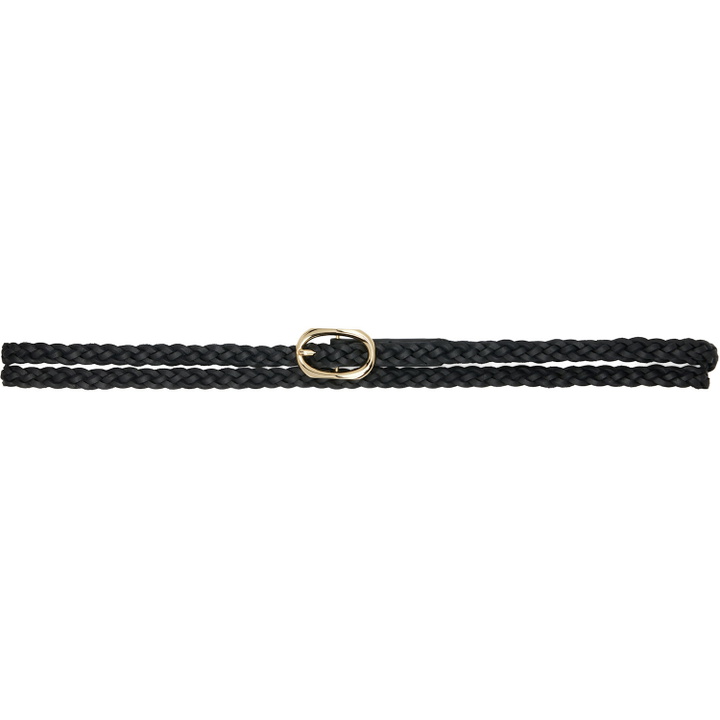 Photo: ANINE BING Black Small Double Signature Link Braided Belt