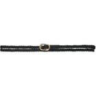 ANINE BING Black Small Double Signature Link Braided Belt