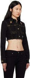 Versace Jeans Couture Black Crop Denim Jacket