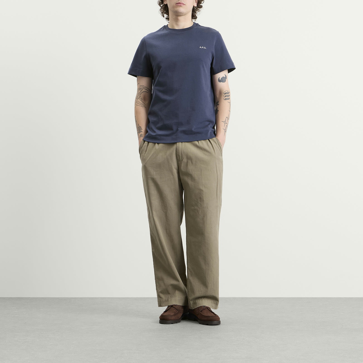 A.P.C. Men's Oliver Heavyweight T-Shirt in Dark Blue
