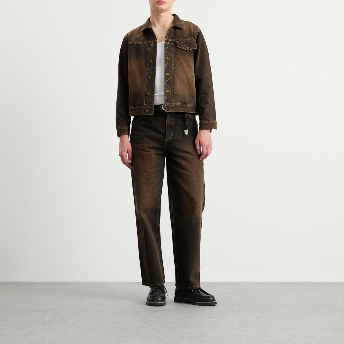 Carter Young Men's Arch Denim Jacket in Brown Overdye