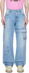 1017 ALYX 9SM Blue Asymmetric Denim Cargo Pants