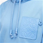 Loewe Men's Anagram Patch Pocket Hoodie in Riviera Blue