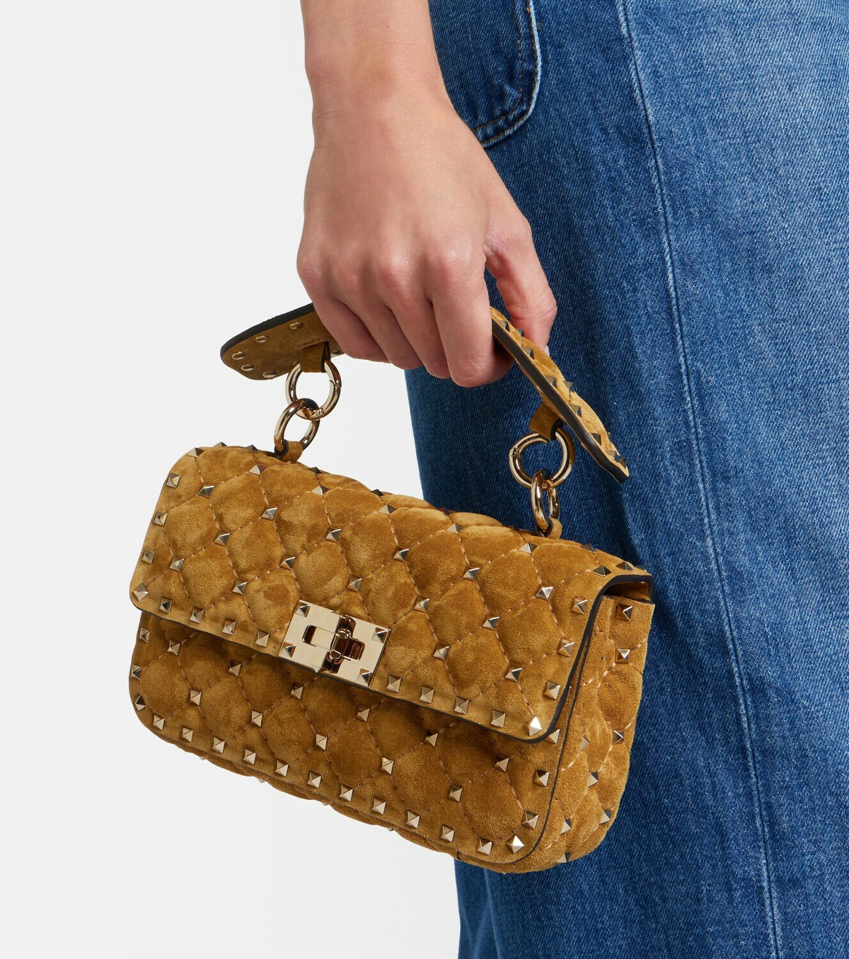 Valentino Garavani Rockstud Spike Small suede top-handle bag