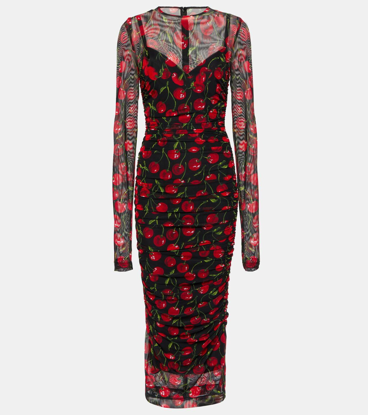 Dolce&Gabbana Cherry printed tulle midi dress Dolce & Gabbana