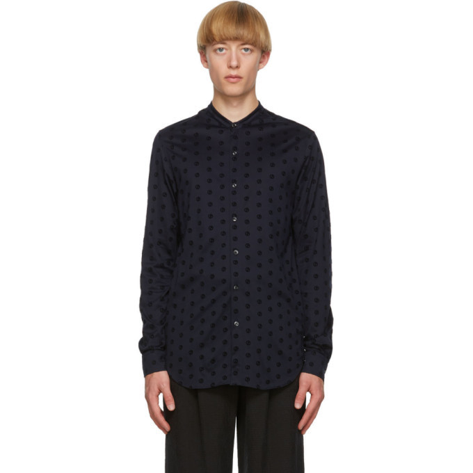 Photo: Giorgio Armani Navy Flocked Logo Shirt