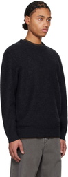 Reigning Champ Black Textured Boucle Turf Crewneck Sweater