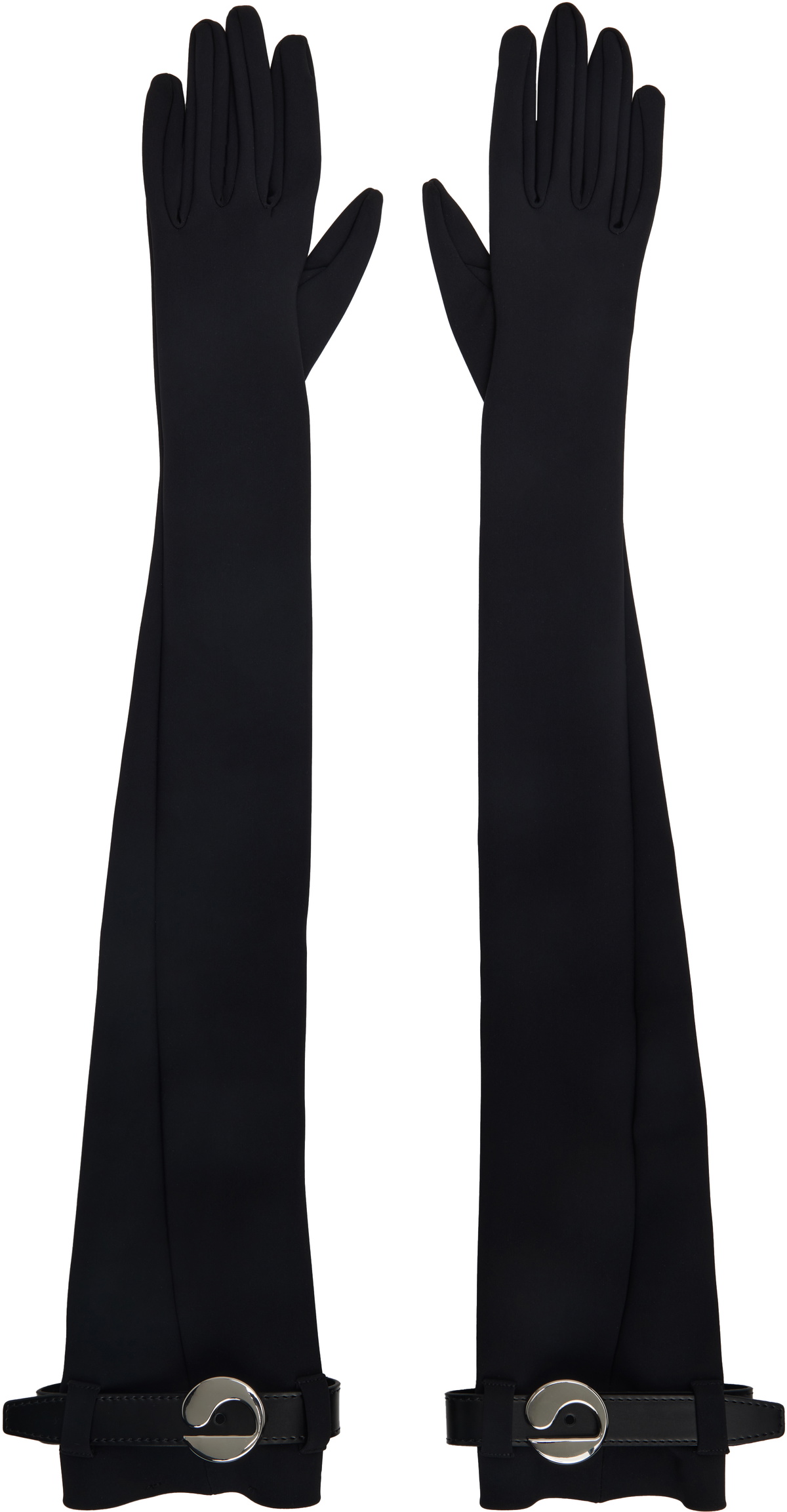 Coperni Black Logo Belted Jersey Gloves