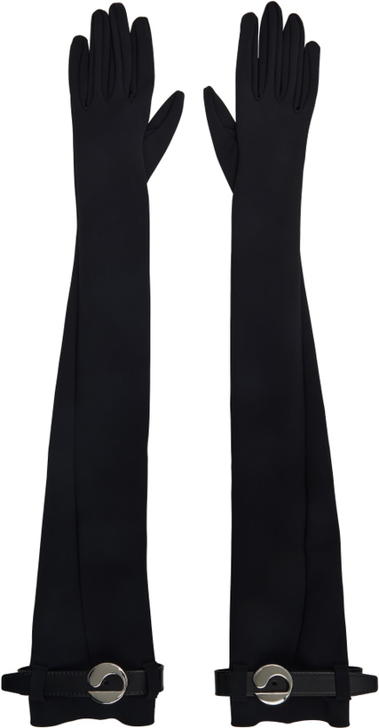 Photo: Coperni Black Logo Belted Jersey Gloves