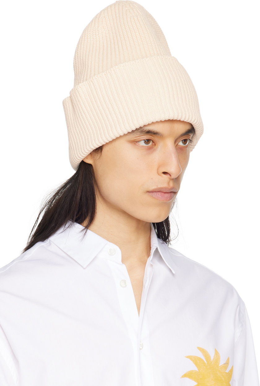 Jacquemus Cream Knit Beanie with Logo JACQUEMUS - Tourni cashmere blend beanie with logo – NEW  main image 2