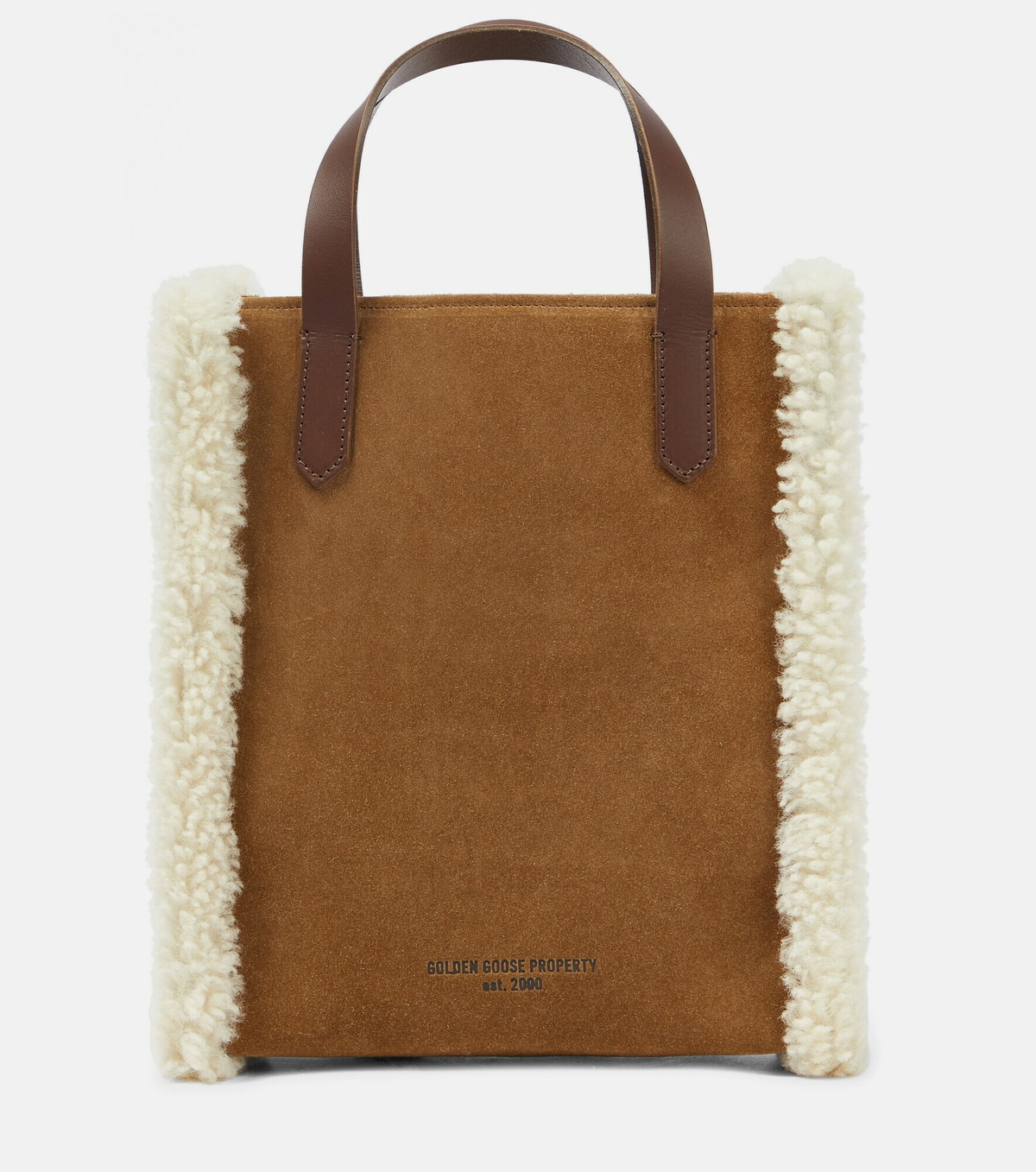 Golden Goose - Mini California shearling-trimmed tote