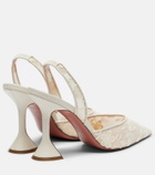 Amina Muaddi Holli leather-trimmed lace slingback pumps
