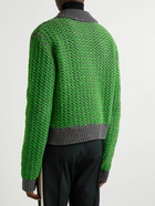 Bottega Veneta - Slim-Fit Cropped Chenille-Trimmed Wool-Blend Polo Shirt - Green