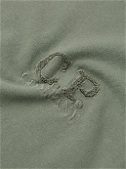 C.P. Company - Logo-Embroidered Bouclé-Trimmed Cotton-Jersey Sweatshirt - Green