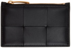 Bottega Veneta Black Intrecciato Zip Card Holder