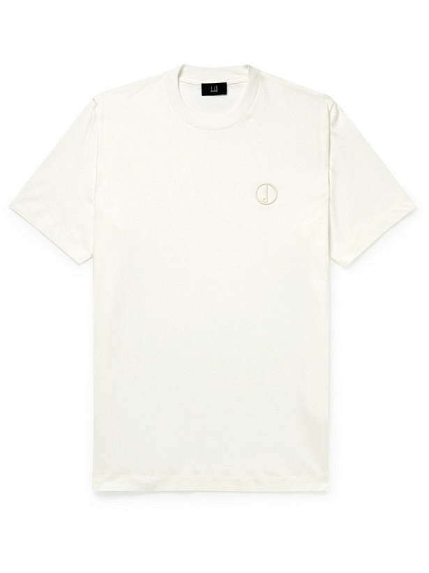 Photo: DUNHILL - Logo-Embroidered Cotton-Jersey T-Shirt - Neutrals