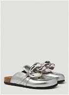 Chain Loafer Mules in Silver