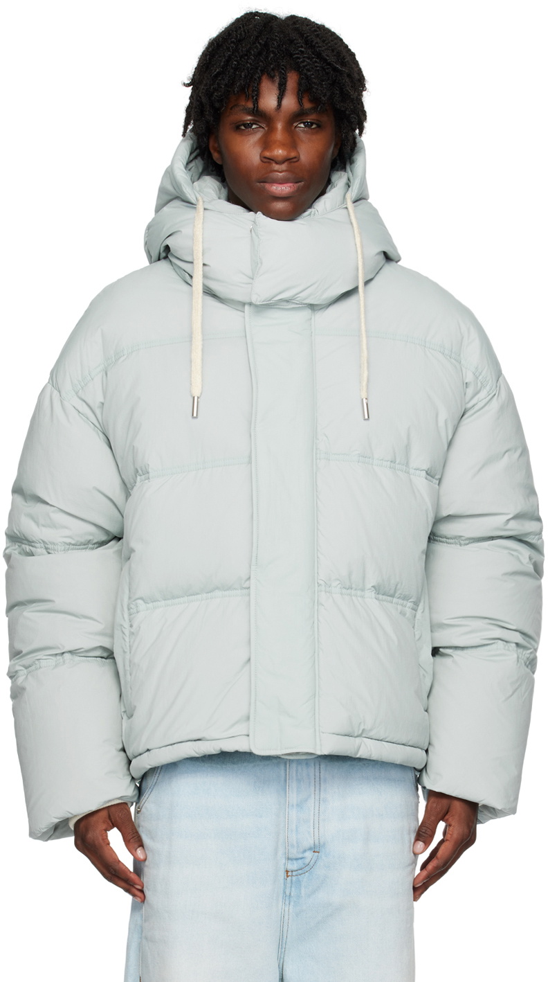 AMI Alexandre Mattiussi Blue Hooded Down Jacket AMI Alexandre