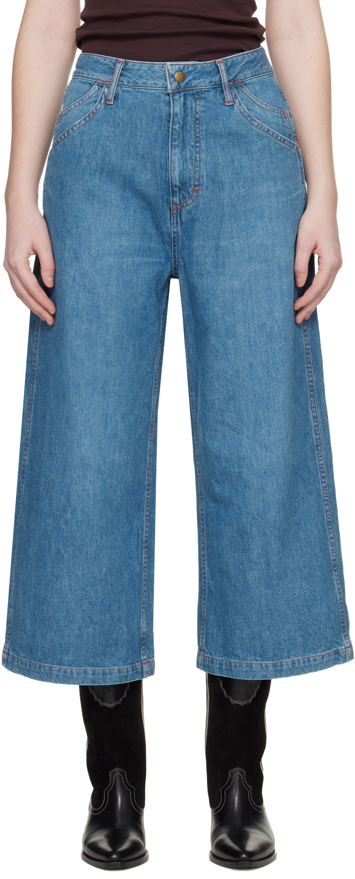 NEEDLES Blue Cropped Buggy Jeans