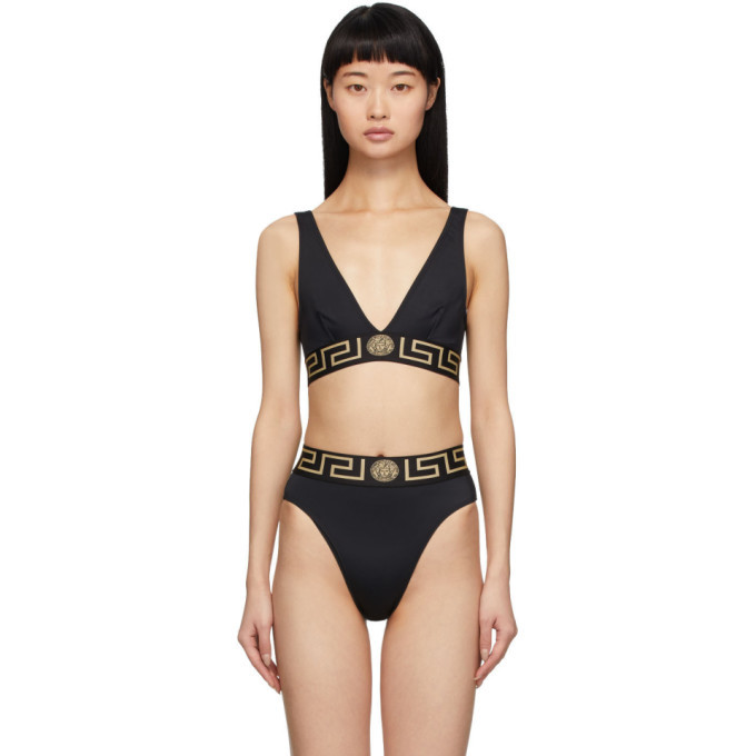 Photo: Versace Underwear Black Medusa Triangle Bikini Top