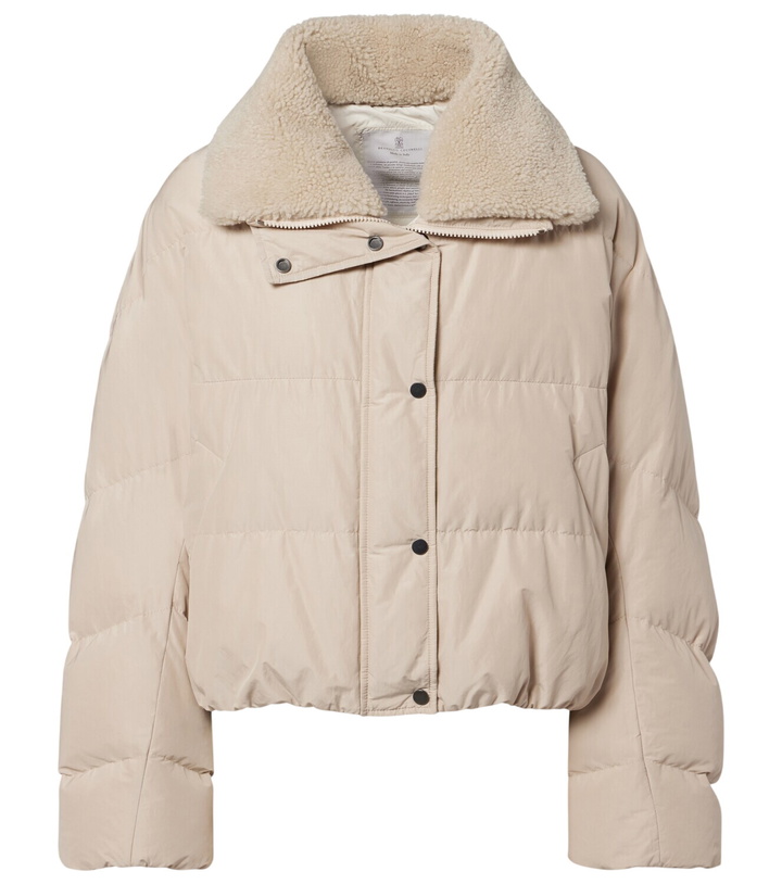 Photo: Brunello Cucinelli Shearling-trimmed cotton-blend down jacket