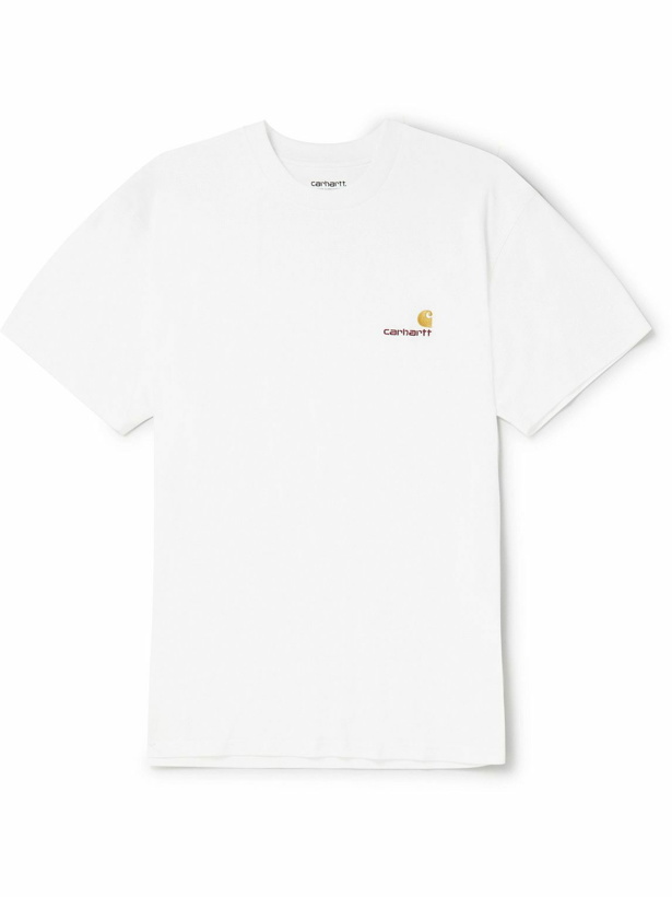 Photo: Carhartt WIP - American Script Logo-Embroidered Organic Cotton-Jersey T-Shirt - White