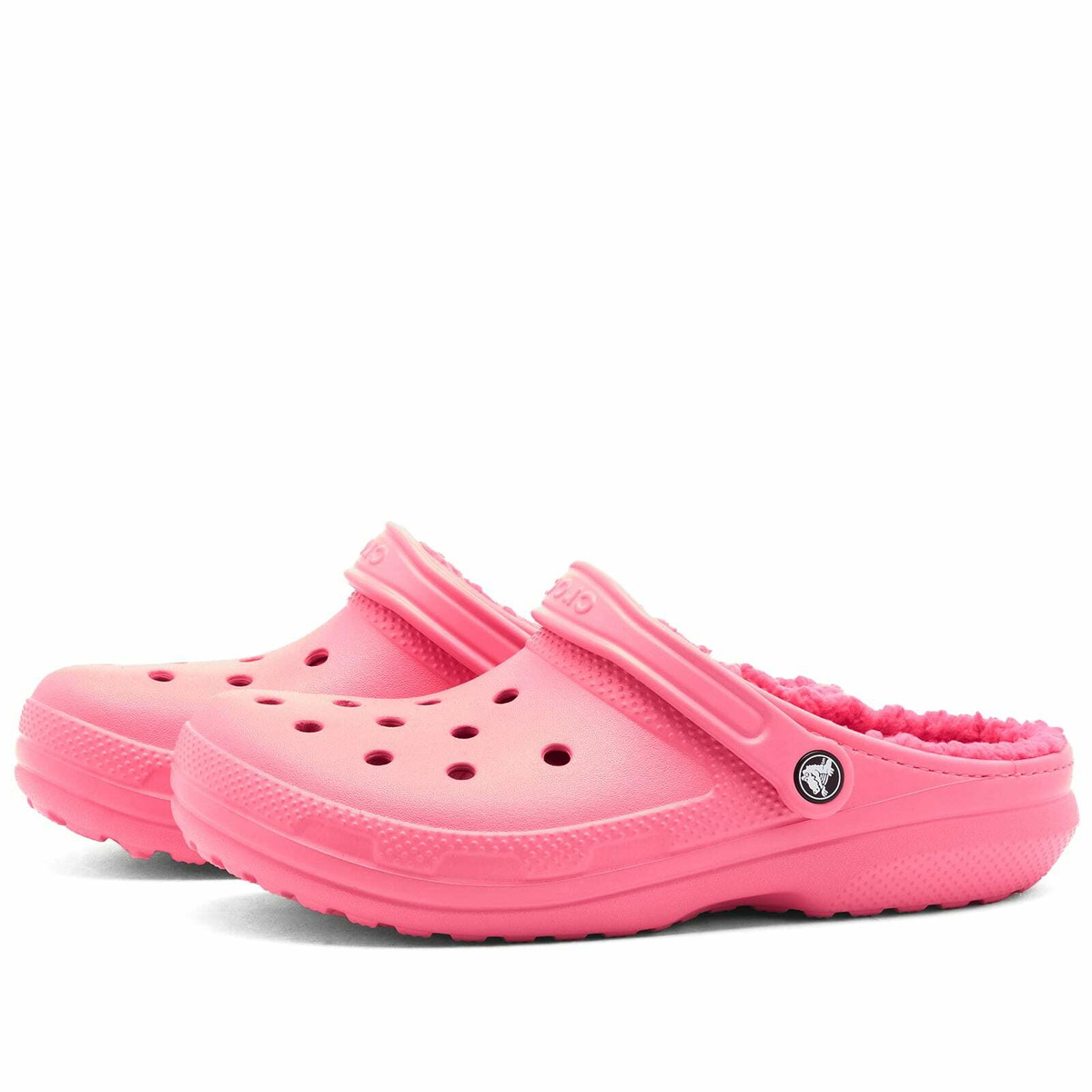 Pink lined sales crocs