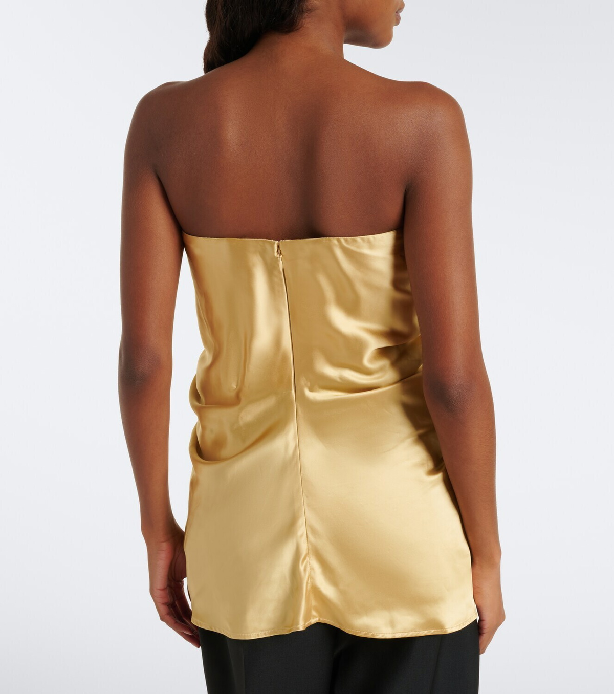 Tove Eden gathered silk satin bustier top