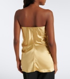 Tove Eden gathered silk satin bustier top