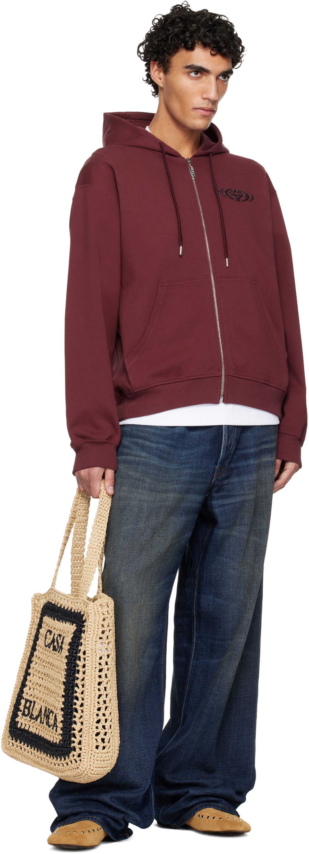 Casablanca Red Pebble Logo Zip-Up Hoodie