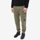 C.P. Company Men's Diagonal Raised Fleece Cargo Sweat Pant in Bronze Green