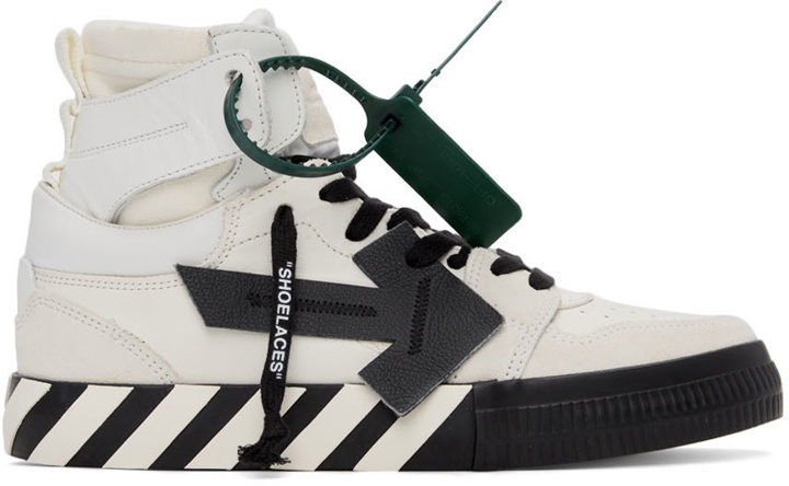 Photo: Off-White Off-White Leather Vulcanized High-Top Sneakers