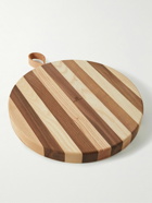 Soho Home - Ember Leather-Trimmed Striped Walnut and Ash Wood Chopping Board