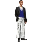 Gucci Silver Metallic Leather Flared Trousers