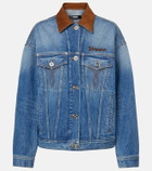 Versace Trucker suede-trimmed denim jacket