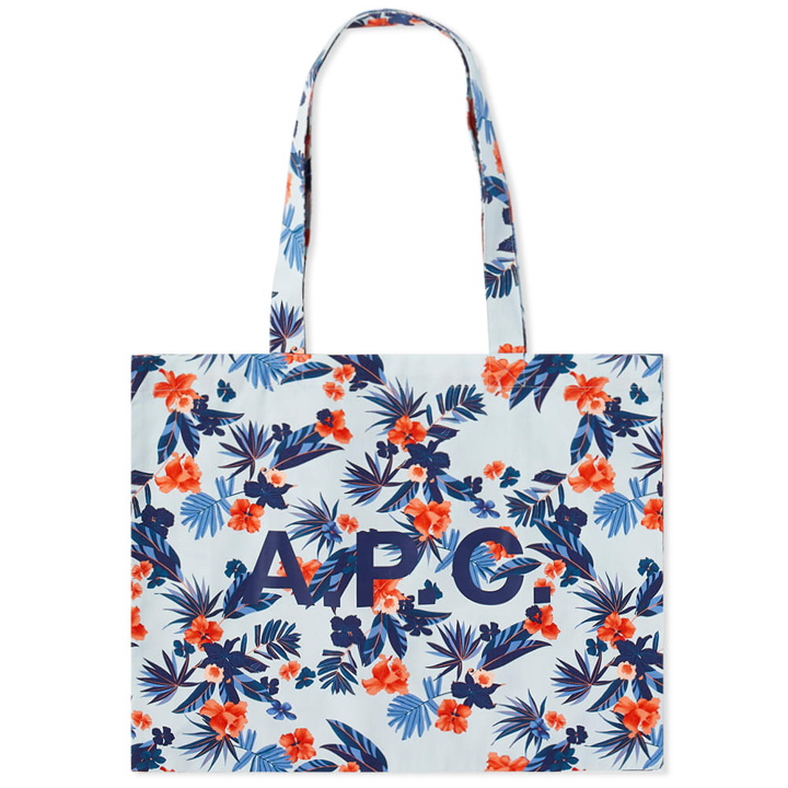 Photo: A.P.C. Men's Diane Hawaiian Print Shopping Tote in Multi