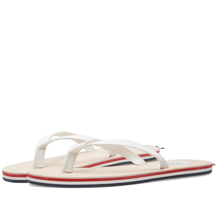 Photo: Thom Browne Stripe Sole Leather Sandal White